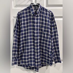 Vintage BURBERRY Blue Plaid Long Sleeve Button Up Shirt Size S Made In USA